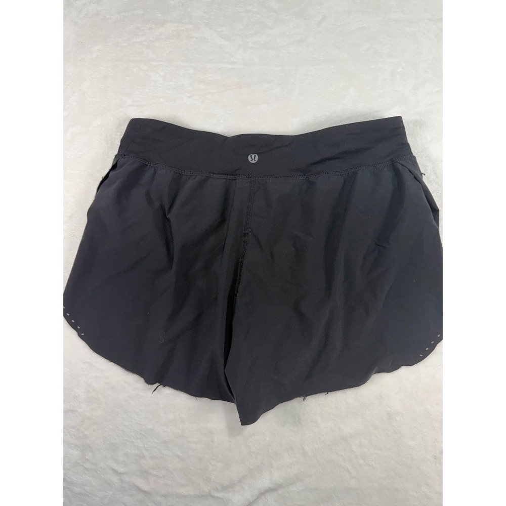 Lululemon Running Shorts Size 8 Black Reflective Raw Hem Athletic Women